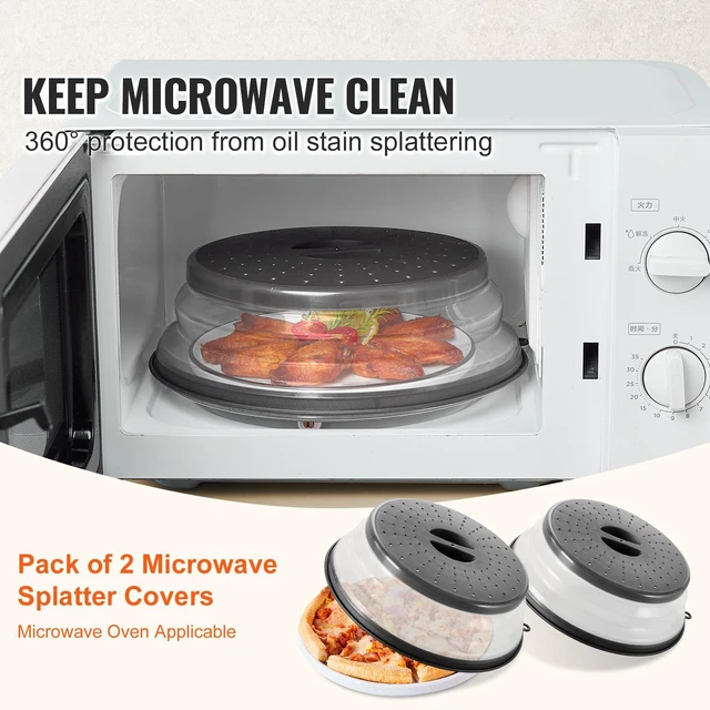 Alt view image 2 of 7 - 2PCS Microwave Splatter Covers 10.4" Collapsible Microwave Food Lid 300°F