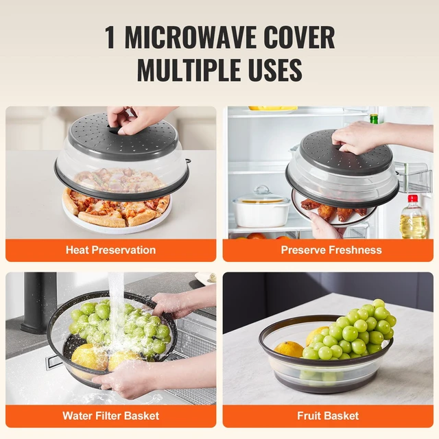 Alt view image 3 of 7 - 2PCS Microwave Splatter Covers 10.4" Collapsible Microwave Food Lid 300°F