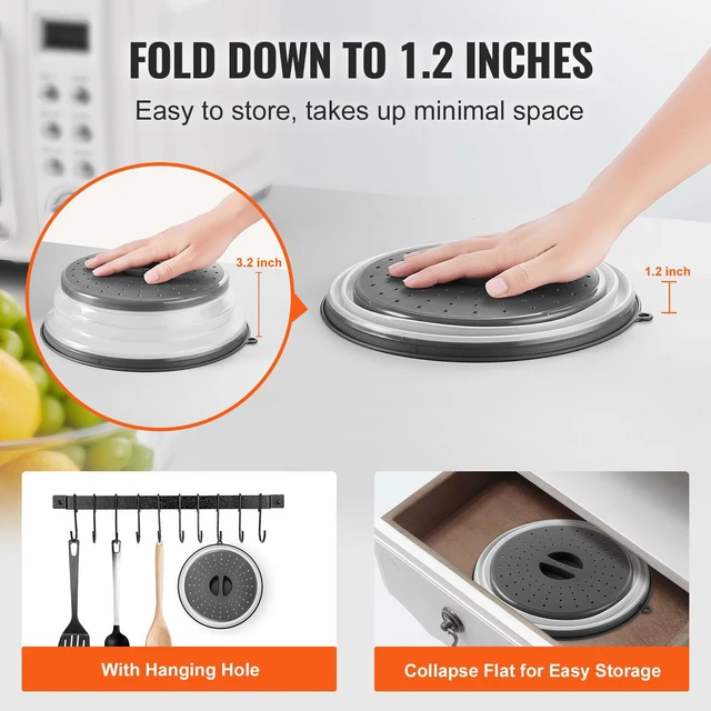 Alt view image 5 of 7 - 2PCS Microwave Splatter Covers 10.4" Collapsible Microwave Food Lid 300°F