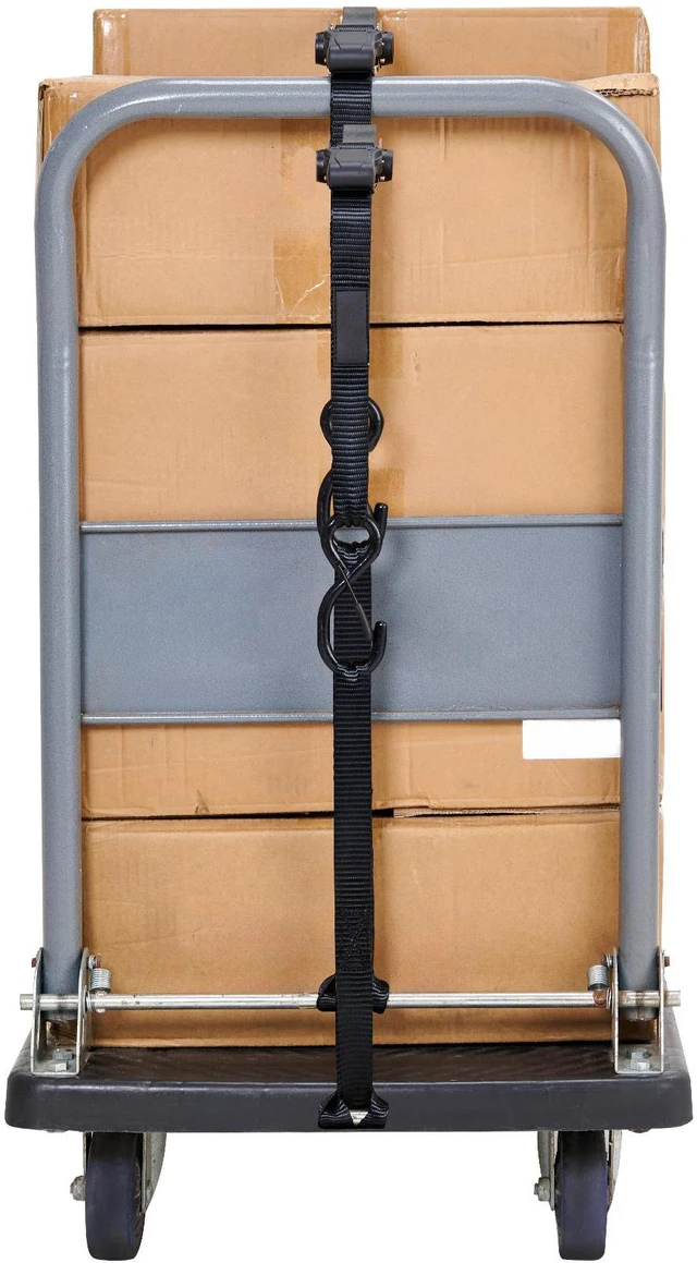 Alt view image 2 of 7 - Ratchet Tie Down Straps (4PK), 2200 lb Max Break Strength, Includes 4 Premium 1" x 15' Rachet Tie Downs with Padded Handles, for Moving Securing Cargo, Appliances, Lawn Equipment, Motorcycle