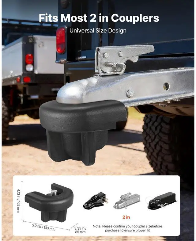 Alt view image 2 of 7 - Trailer Hitch Lock, Compatible with 2 Inch Couplers, Heavy-Duty Anti-Theft Trailer Ball Lock with 3 Keys, Prying-Resistant & Impact-Resistant, Fits for RVs, Boats, Off-Road Vehicles, Trailers