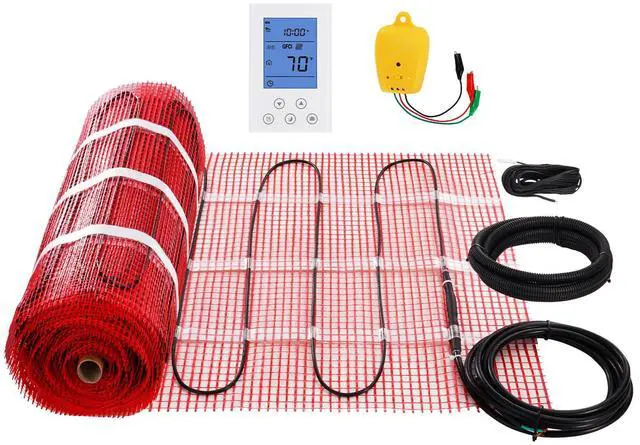 Alt view image 3 of 7 - Floor Heating Mat, 100 Sq. ft, Electric Radiant In-Floor Heated Warm System with Digital Floor Sensing Thermostat, Includes Installation Monitor, Adhesive Back for Easy Installation on The Floor