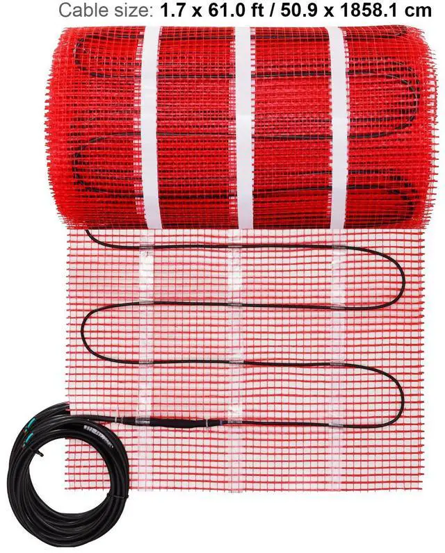 Alt view image 6 of 7 - Floor Heating Mat, 100 Sq. ft, Electric Radiant In-Floor Heated Warm System with Digital Floor Sensing Thermostat, Includes Installation Monitor, Adhesive Back for Easy Installation on The Floor