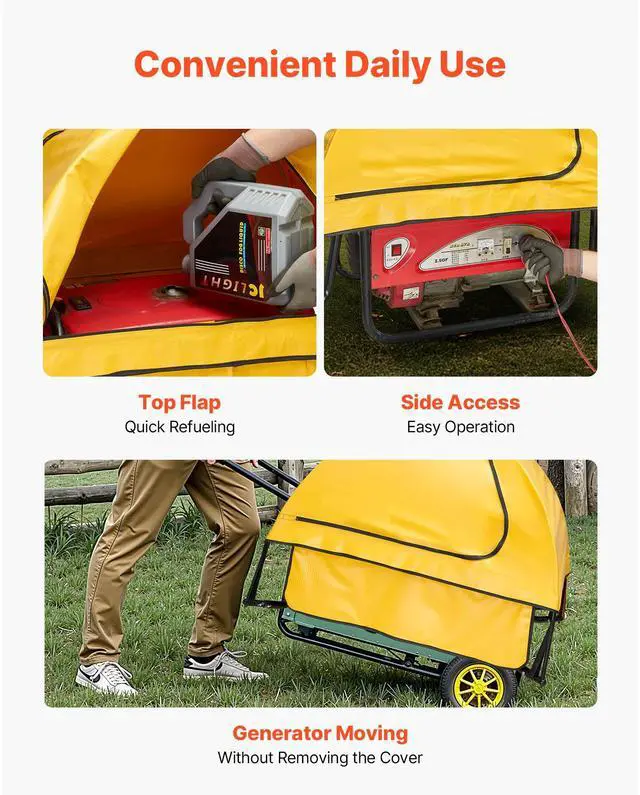 Alt view image 5 of 7 - Generator Cover Universal Waterproof Cover 36x26x26in for 70-108in Yellow