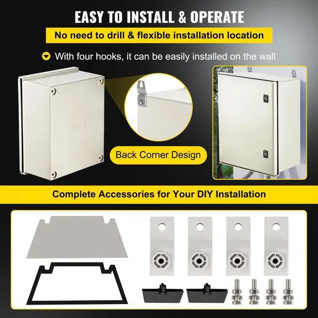Alt view image 7 of 7 - NEMA Enclosure, 20 x 16 x 8 inches, NEMA 4X Fiberglass Steel Electrical Box, IP66 Waterproof & Dustproof Hinged Junction Box for Outdoor Indoor Use, with Mounting Plate(50x40x20 cm))
