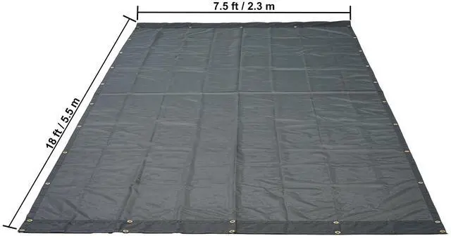 Alt view image 6 of 7 - Dump Truck Mesh Tarp, 7.5x18 ft, PVC Coated Black Heavy Duty Cover with 5.5" 18oz Double Pocket, Brass Grommets, Reinforced Double Needle Stitch Webbing Fits Manual or Electric Dump Truck System