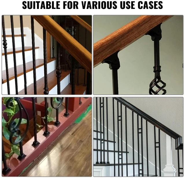Alt view image 7 of 7 - Aluminum Alloy Baluster Shoes Square Balusters Baluster Wrought Spindles for Staircase Slant Shoes with Screw Holes for Use with 1/2 Inch Staircase Balusters, Spray Coated Black (50 Pcs)