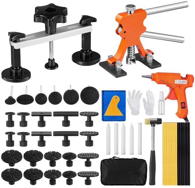 Main image of 56 PCS Dent Removal Kit, Paintless Dent Repair Kit with Golden Lifter, Bridge Puller, Car Dent Puller with Puller Tabs, Hot Glue Gun for Auto Body Dents, Hail Damage, Door Ding