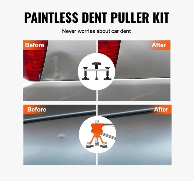 Alt view image 5 of 7 - 56 PCS Dent Removal Kit, Paintless Dent Repair Kit with Golden Lifter, Bridge Puller, Car Dent Puller with Puller Tabs, Hot Glue Gun for Auto Body Dents, Hail Damage, Door Ding