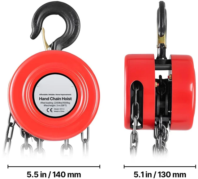 Alt view image 5 of 7 - Hand Chain Hoist 2200 lbs Capacity 10 ft Manual Chain Block with G70 Chain