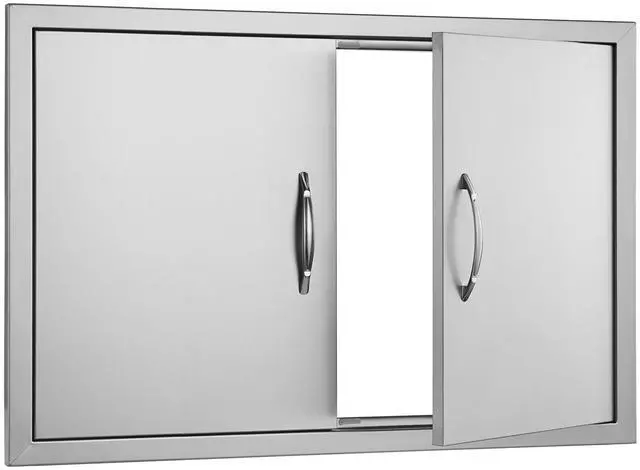 Main image of BBQ Access Door, 33W x 22H Inch Double Outdoor Kitchen Door, Stainless Steel Flush Mount Door, Wall Vertical Door with Handles, for BBQ Island, Grilling Station, Outside Cabinet