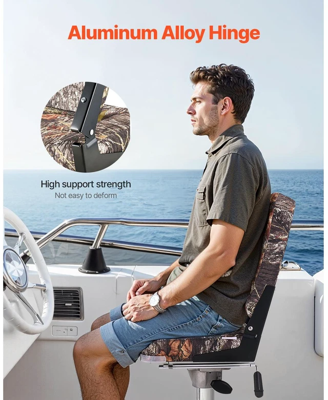Alt view image 5 of 7 - Boat Seat High Backrest Flip Up Boat Seat Sponge Cushion Camouflage