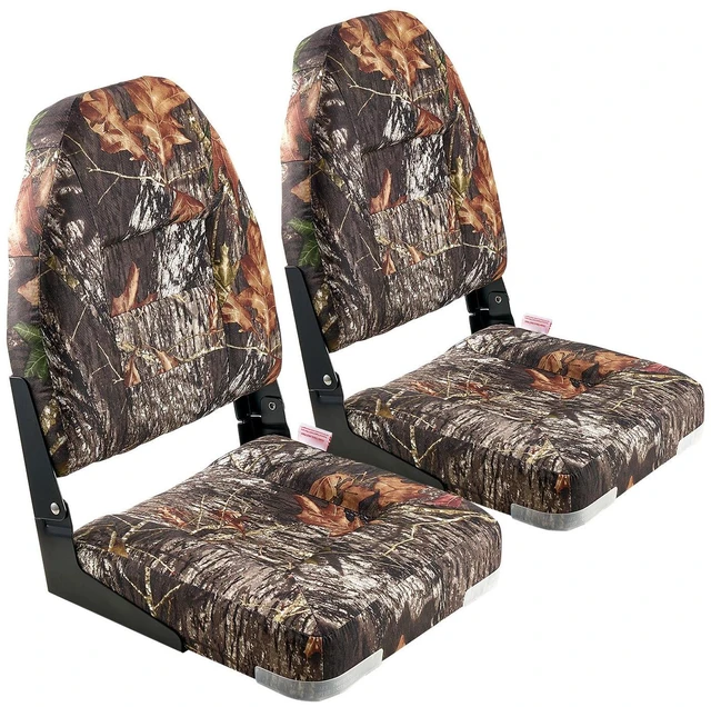Alt view image 2 of 7 - Boat Seat High Backrest Flip Up Boat Seat Sponge Cushion Camouflage