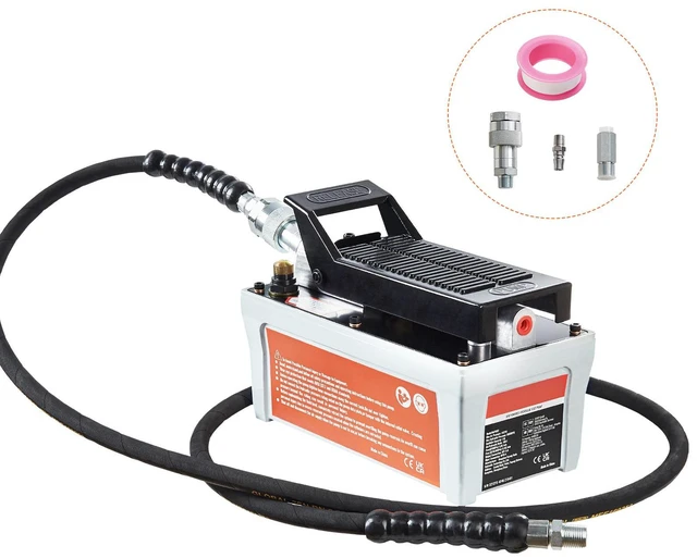 Alt view image 6 of 7 - Air Hydraulic Pump, 10,000 PSI 1/2 Gal Reservoir, NPT 3/8" Oil Outlet, NPT 1/4" Inlet, 6.6 ft Pipe, Foot Actuated Hydraulic Pump Air Treadle for Auto Body Frame Machines and Pulling Post, Gray