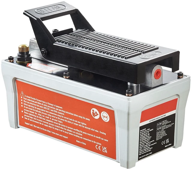 Alt view image 7 of 7 - Air Hydraulic Pump, 10,000 PSI 1/2 Gal Reservoir, NPT 3/8" Oil Outlet, NPT 1/4" Inlet, 6.6 ft Pipe, Foot Actuated Hydraulic Pump Air Treadle for Auto Body Frame Machines and Pulling Post, Gray