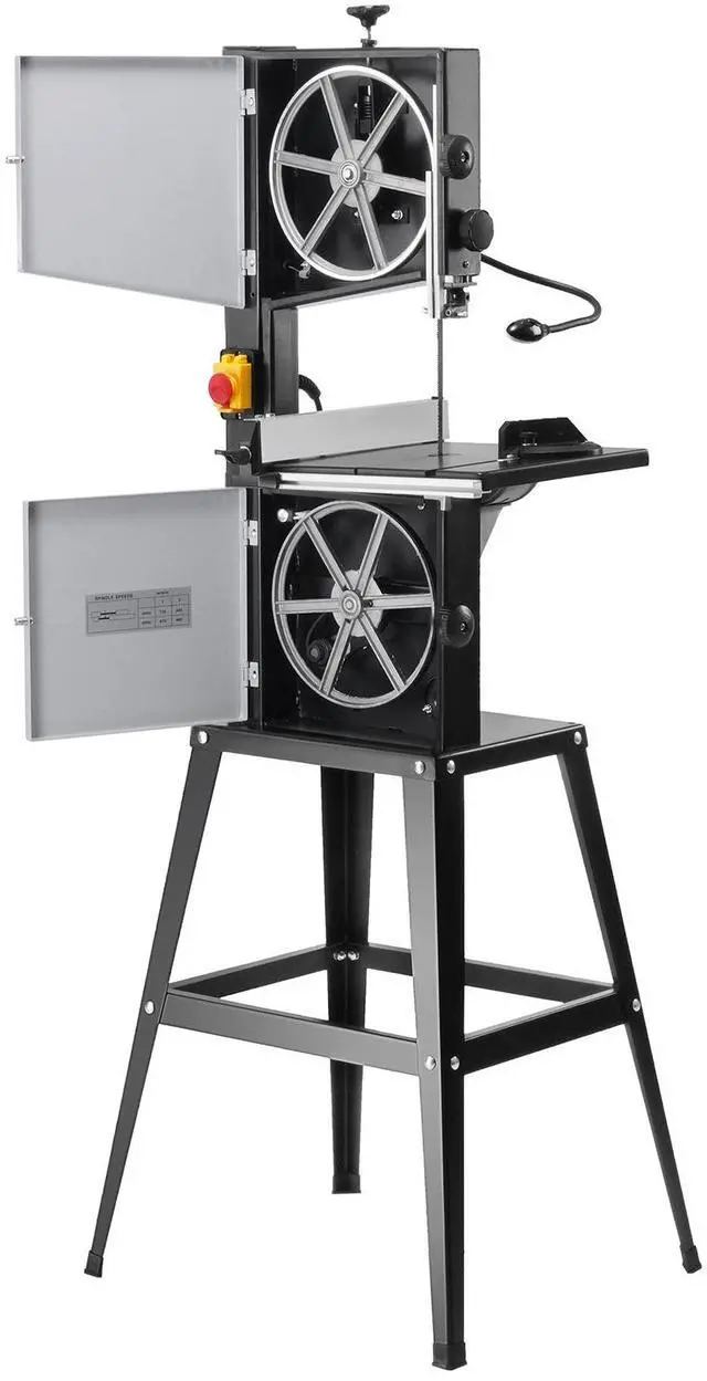Alt view image 6 of 7 - Band Saw with Stand, 10-Inch, 560 & 1100 RPM Two-Speed Benchtop Bandsaw, 370W 0.5HP Motor with Metal Stand Optimized Work Light Workbench Fence and Miter Gauge, for Woodworking Aluminum Plastic