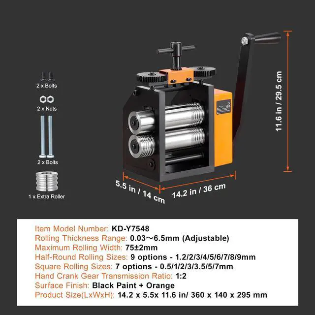 Alt view image 4 of 7 - Rolling Mill, 2.95"/75 mm Jewelry Rolling Mill Machine, 1: 2 Gear Ratio, 3-in-1 Multi-function Rolling Mill, 0.03-6.5mm Press Thickness for Metal Jewelry Making Sheet Square Wire Semicircle