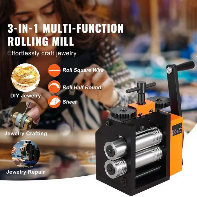 Alt view image 5 of 7 - Rolling Mill, 2.95"/75 mm Jewelry Rolling Mill Machine, 1: 2 Gear Ratio, 3-in-1 Multi-function Rolling Mill, 0.03-6.5mm Press Thickness for Metal Jewelry Making Sheet Square Wire Semicircle