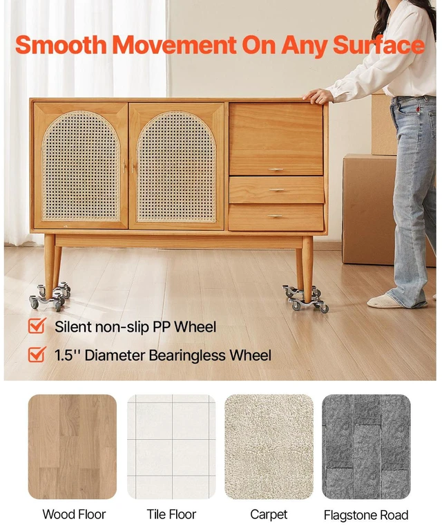 Alt view image 2 of 7 - Furniture Dolly 4 pcs Steel Tri-dolly Set Furniture Mover 440 lbs Capacity