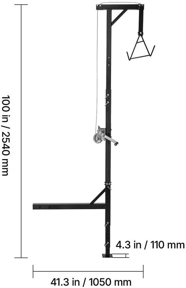 Alt view image 3 of 6 - Truck Hitch Game Hoist, 500 lbs Load Capacity, Hunting Deer Hoist with 2-inch Receiver, 360-Degree Swivel Shaft & Adjustable Height, Includes Gambrel Winch for Skinning & Cleaning Game