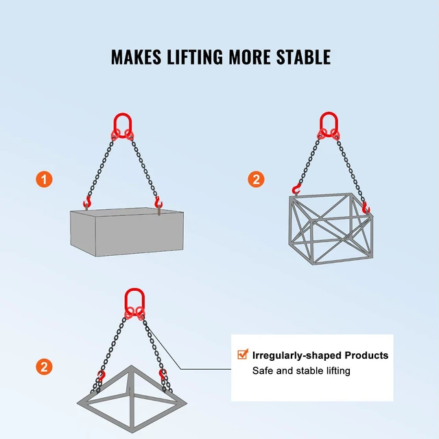 Alt view image 7 of 7 - 5/16" x 5' Chain Sling 2 Legs G80 Lifting Chain with Grab Hooks 6600 lbs