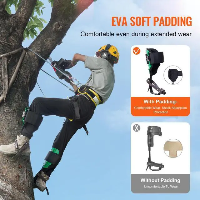 Alt view image 5 of 5 - Tree Climbing Spikes Climbing Spurs Alloy Steel Arborist Equipment Green
