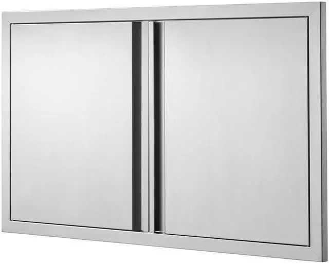 Alt view image 7 of 7 - BBQ Access Door, 36W x 21H Inch Double Outdoor Kitchen Door, Stainless Steel Flush Mount Door, Wall Vertical Door with Recessed Handles , for BBQ Island, Grilling Station, Outside Cabinet