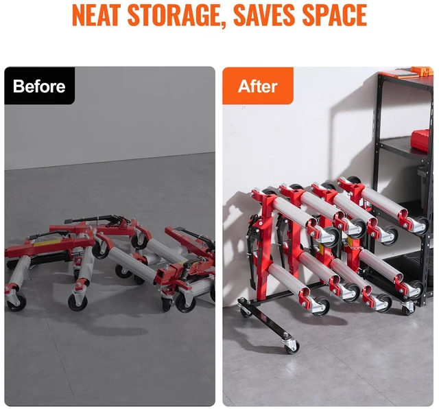 Alt view image 2 of 7 - Car Dolly Rack Hydraulic Trolley Jack Stand Organizer 4-Dolly Capacity