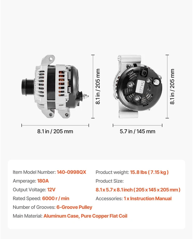 Alt view image 7 of 7 - Alternator Car Alternator for Dodge Durango Jeep Grand Cherokee 3.6L 11-20