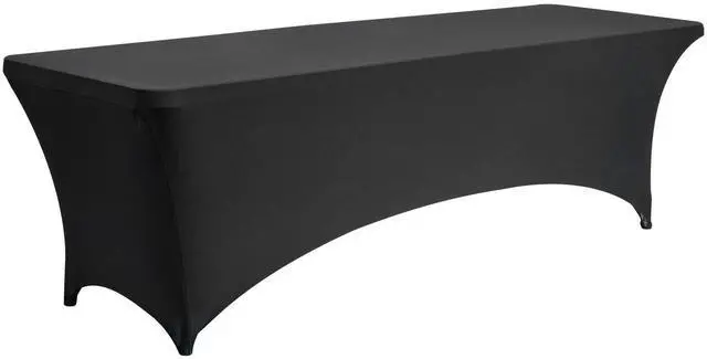 Alt view image 5 of 7 - 6 Pack Table Cloth for 8FT Rectangular Fitted Events, Wrinkle-Resistant Stretch Black Table Covers, Washable Spandex Tablecloth Protector, for Party, Wedding, Cocktail, Banquet, Festival