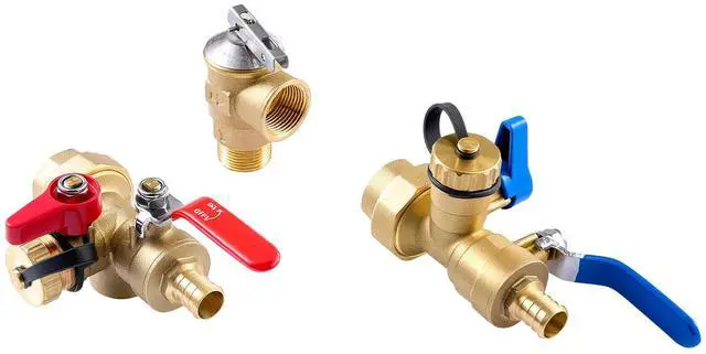 Alt view image 4 of 7 - Water Heater Kit, 3/4 Inch Tankless Water Heater Service Valve Kit with 2PCS 3/4 NPT to 3/4 PEX-B Isolation Valves, Pressure Relief Valve, Lead-Free Brass, Fits Most Tankless Waters Heaters