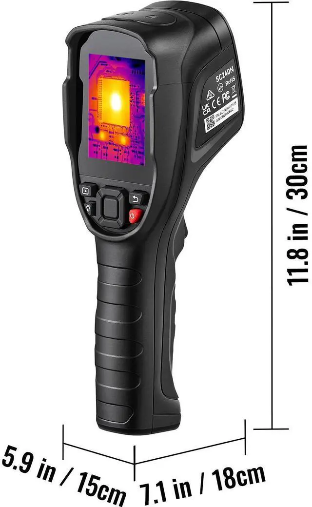 Alt view image 6 of 7 - Thermal Imaging Camera, 320 x 240 Pixels Super Resolution, 25Hz Refresh Rate Infrared Camera with -4 to 752°F Temperature Range, 32G Built-in SD Card, and Rechargeable Li-ion Battery