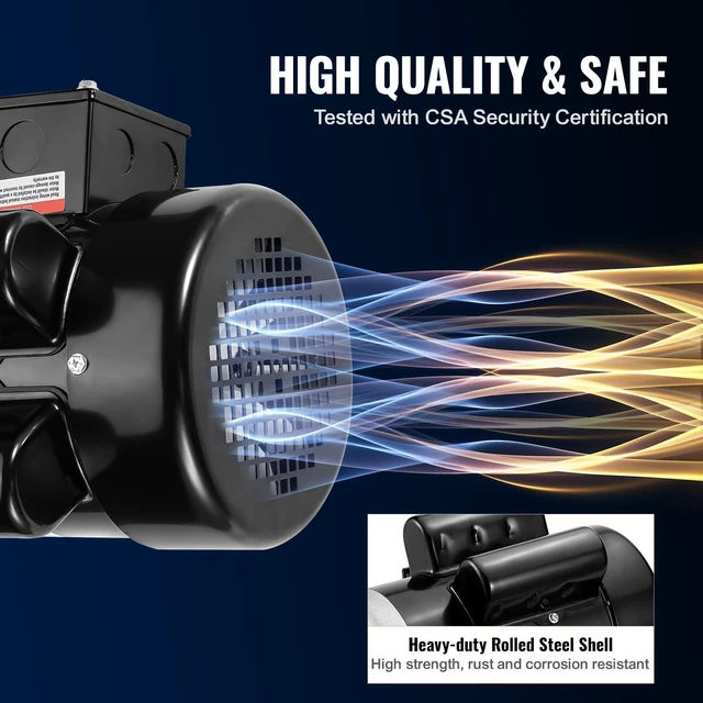 Alt view image 4 of 7 - 1.5HP Electric Motor 3450 rpm, AC 115V/230V, 56 Frame, Air Compressor Motor Single Phase, 5/8" Keyed Shaft, CW/CCW Rotation for Agricultural Machinery and General Equipment