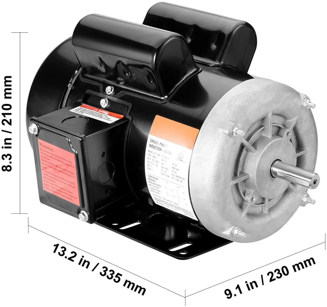 Alt view image 7 of 7 - 1.5HP Electric Motor 3450 rpm, AC 115V/230V, 56 Frame, Air Compressor Motor Single Phase, 5/8" Keyed Shaft, CW/CCW Rotation for Agricultural Machinery and General Equipment