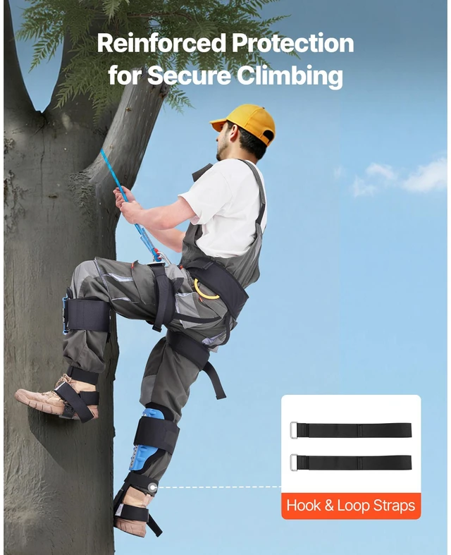 Alt view image 2 of 7 - Tree Climbing Spikes, Height-Adjustable Tree Climbing Gear with Straps & Padding Cushion, 350 lbs Load Capacity, Heavy Duty Steel Climb Spurs Arborist Equipment for Fruit Picking Hunting