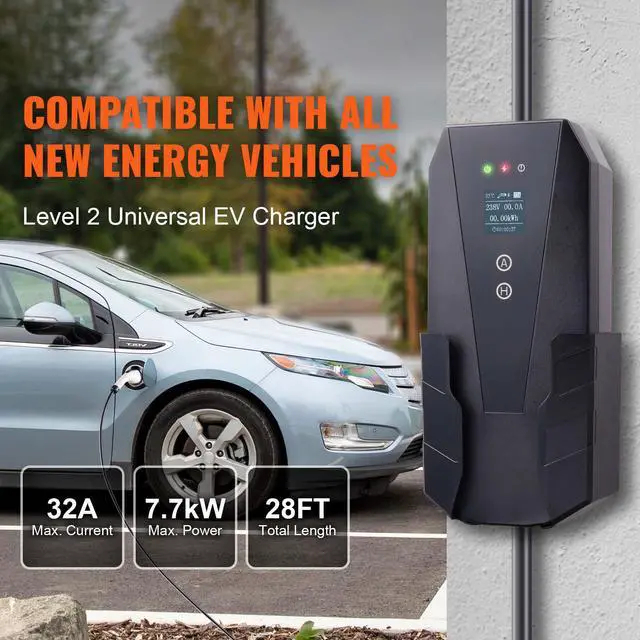 Main image of Level 2 Portable EV Charger, 32 Amp 240V, Electric Vehicle Charger with 28 ft Charging Cable NEMA 14-50P Plug, 16/20/24/32A Adjustable Current Plug-in Home EV Charging Station for SAE J1772 EVs