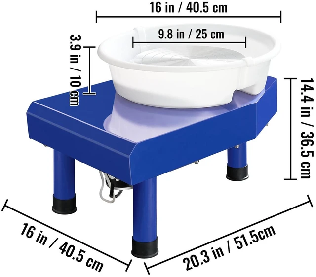 Alt view image 4 of 7 - Pottery Wheel, 10in Ceramic Wheel Forming Machine, Foot Pedal ABS Detachable Basin, 60-300RPM Adjustable Speed Manual LCD Panel, Sculpting Tool Apron Accessory Kit for Work Art Craft DIY