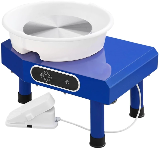 Alt view image 6 of 7 - Pottery Wheel, 10in Ceramic Wheel Forming Machine, Foot Pedal ABS Detachable Basin, 60-300RPM Adjustable Speed Manual LCD Panel, Sculpting Tool Apron Accessory Kit for Work Art Craft DIY