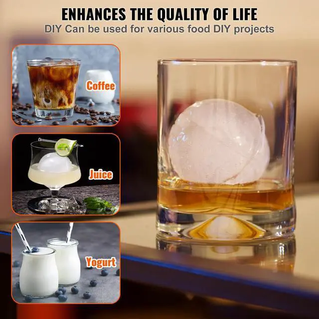 Alt view image 2 of 6 - Ice Ball Press, 2.4" Ice Ball Maker, Aircraft Al Alloy Ice Ball Press Kit for 60mm Ice Sphere, Ice Press with Tong and Drip Tray, for Whiskey, Cocktail, Bourbon, Scot on Party & Holiday, Silver