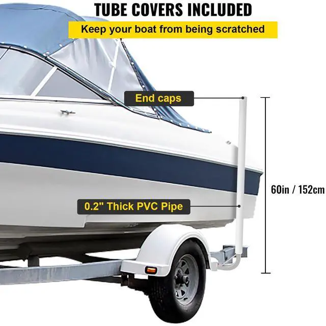 Alt view image 3 of 7 - Boat Trailer Guide-on, 60", 2PCS Steel Trailer Post Guide ons, w/White PVC Tube Covers, Complete Mounting Accessories Included, for Ski Boat, Fishing Boat or Sailboat Trailer