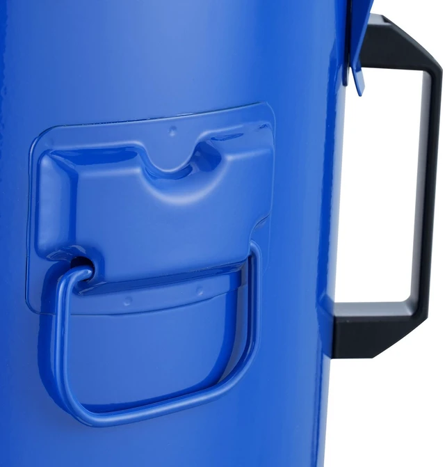 Alt view image 3 of 7 - Fryer Grease Bucket, 8 Gal Oil Disposal Caddy Carbon Steel Fryer Oil Bucket with Rust-Proof Coating, Oil Transport Container with Lid, Lock Clips, Filter Bag for Hot Cooking Oil Filtering, Blue