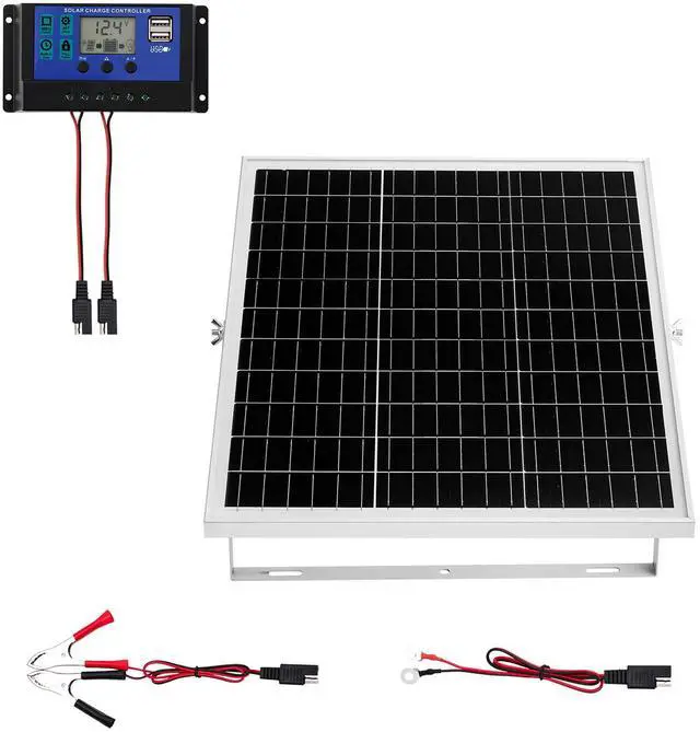 Main image of 25W 12V Solar Panel Battery Charger, Solar Battery Trickle Charger Maintainer with Intelligent MPPT Controller & Adjustable Mount Bracket, IP67 Waterproof for Car Boat RV Motorcycle Trailer