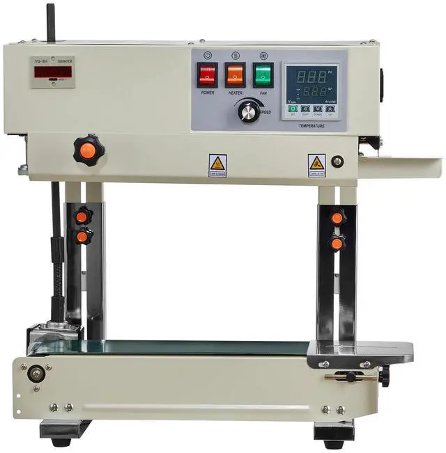 Alt view image 4 of 7 - Continuous Bag Band Sealing Machine, 0.24-0.47 in Seal Width, Vertical Band Sealer Machine with Roller Printing , Temp & Speed Adjustable, Heat Sealing Machine for 0.001-0.03 in Plastic Bags