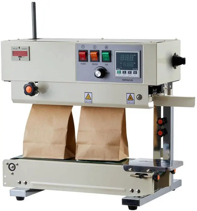 Alt view image 3 of 7 - Continuous Bag Band Sealing Machine, 0.24-0.47 in Seal Width, Vertical Band Sealer Machine with Roller Printing , Temp & Speed Adjustable, Heat Sealing Machine for 0.001-0.03 in Plastic Bags