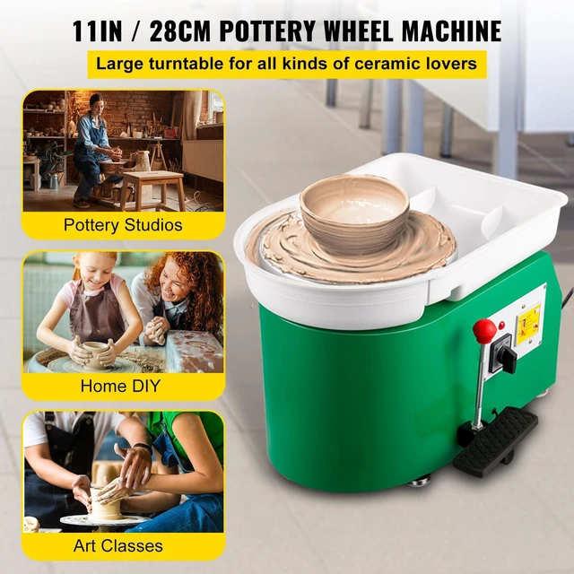 Alt view image 5 of 7 - Pottery Wheel 28cm Pottery Forming Machine 350W Electric Pottery Wheel with Adjustable Feet Lever Pedal DIY Clay Tool with Tray for Ceramic Work Clay Art DIY Clay Green, 18 Piece