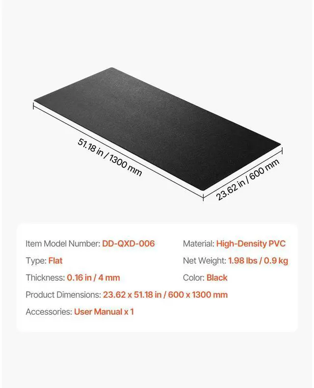 Alt view image 4 of 7 - Treadmill Mat for Carpet Floor 0.16" Thick 24"x51" Exercise Equipment Mat