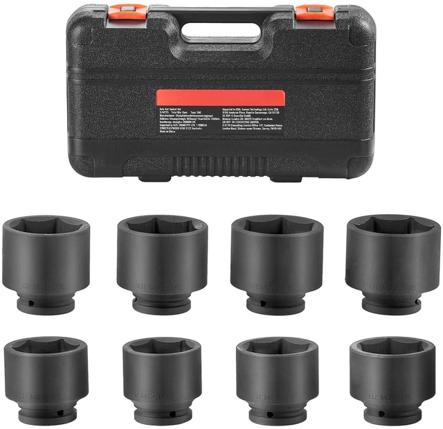 Alt view image 5 of 7 - Axle Nut Impact Socket Set 3/4" Drive 6-Point 8PCS SAE Spindle Nut Socket