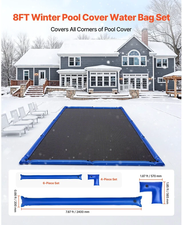 Alt view image 6 of 7 - 26 Gauge 6Pack 4ft Single Chamber Pool Cover Water Bags with 4 Corner Water Tube