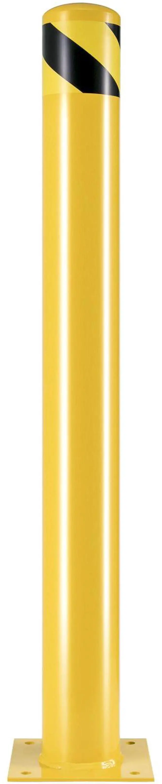 Alt view image 2 of 7 - Safety Bollard, 42 Inch Height Bollard Post, 4.5 Inch Diameter Steel Pipe Safety Bollard Post, Yellow Steel Bollard, Steel Safety Bollard with 8 Anchor Bolts, Perfect for Traffic-Sensitive Area