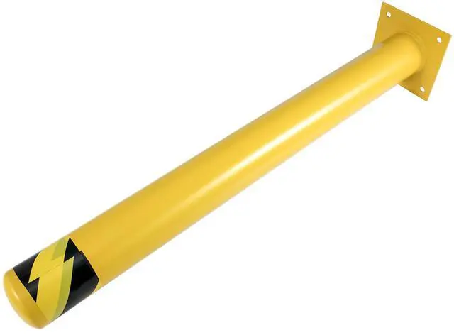 Alt view image 4 of 7 - Safety Bollard, 42 Inch Height Bollard Post, 4.5 Inch Diameter Steel Pipe Safety Bollard Post, Yellow Steel Bollard, Steel Safety Bollard with 8 Anchor Bolts, Perfect for Traffic-Sensitive Area